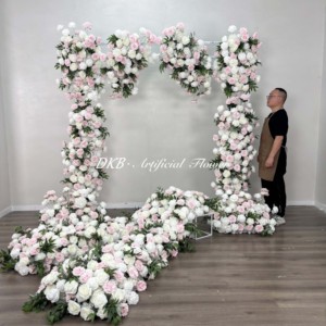 Fondo de flores colgantes de flores artificiales decoración de escenario Flores de seda elegantes y diseño de fondo de arco - Product Image 6