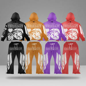 Ensemble de survêtement unisexe Yobrand Streetwear avec sweat à capuche et pantalon, imprimé par sublimation, coupe ample, fermeture à cordon, pour l'automne - Product Image 2