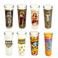 Bougie votive en cire de soja et de paraffine véritable, 7 jours, 9 jours, en vrac, pour la prière, la bénédiction religieuse, l'église, bougie blanche dans un bocal en verre