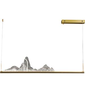 Luminaire suspendu rectangulaire long et simple d'inspiration design, nouveau style chinois pour restaurant, salon de thé Iceberg, luminaire de style chinois - Product Image 1