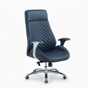 Chaise de bureau ergonomique à dossier haut en cuir avec structure métallique au design moderne - Pivotante, idéale pour le bureau du patron, le bureau à domicile, le salon ou l'hôpital - Product Image 1