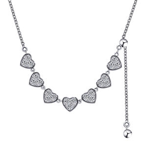 Tianyu 925 Sterling <b>Silver</b> Platinum Plated Moissanite <b>Heart</b> Pendant <b>Necklace</b> Small Beads Exquisite Delicate Design Perfect - Product Image 1