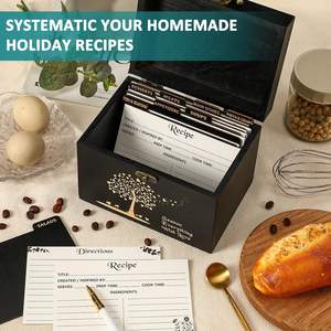 Miglior regalo <span class=keywords><strong>per</strong></span> la festa della casa da sposa-50 piccoli Set di scatole di carte <span class=keywords><strong>per</strong></span> ricette vuote nere 8 divisori in legno Organizer <span class=keywords><strong>per</strong></span> carte da cucina - Product Image 5