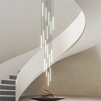 Lustre d'escalier moderne et minimaliste pour villa duplex, appartement, loft rotatif, long lustre LED en aluminium pour salon et cage d'escalier