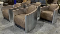 Fauteuil club aviateur vintage de luxe en cuir véritable, style industriel loft, chaise aviateur Tomcat pour hôtel