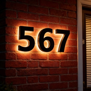 ป้ายบ้านสแตนเลสแบบกำหนดเองพร้อมไฟ LED ส่งเร็ว ป้ายไฟนีออนอิเล็กทรอนิกส์แสดงที่อยู่ร้าน<span class=keywords><strong>ค</strong></span>้า สำหรับบ้าน - Product Image 2