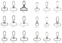 Andibro Set de 15 boucles métalliques, fermoirs pivotants, anneaux en D, anneaux triangulaires coulissants, accessoires de couture pour colliers de chien, sangles, sacs à main et pochettes