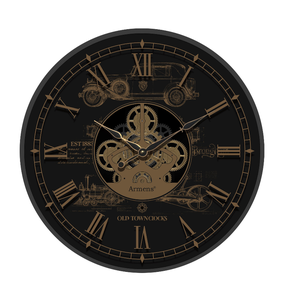 <span class=keywords><strong>Orologio</strong></span> <span class=keywords><strong>da</strong></span> <span class=keywords><strong>Parete</strong></span> Decorativo Nautico Steampunk con Ingranaggi in Metallo Dorato e Nero, Mappamondo, al Quarzo, per Soggiorno - Product Image 3