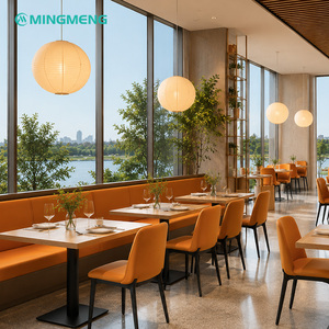 Banquette contemporaine en bois avec revêtement en tissu, design pour salle à manger, ensemble de banquettes pour restaurant - Product Image 5