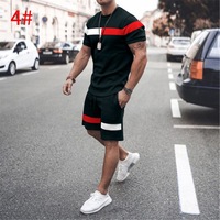 PASUXI Ensemble Homme Décontracté d'Été, Tendance Mode Sportif, Bicolore, à Manches Courtes, Col Rond Ample