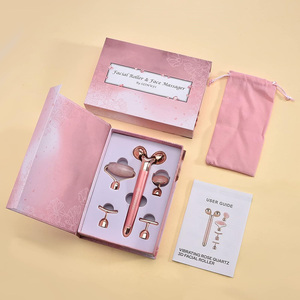 2024 Venta caliente 5 en 1 Levantamiento <span class=keywords><strong>facial</strong></span> eléctrico Juego de rodillos de jade de cuarzo rosa natural T Vibrating 3D Masaje <span class=keywords><strong>facial</strong></span> Energy Beauty Bar - Product Image 6