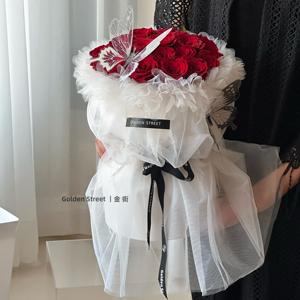 Tissu de gaze de luxe unie en une seule pièce 50*75cm pour emballage de fleurs, papier d'emballage pour bouquets de fleurs pour fleuristes - Product Image 2