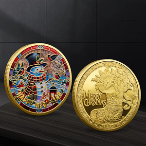 Yeni tasarım noel baba hatıra parası renk kabartma madalyon noel küçük hediye altın ve gümüş kaplama Metal paralar - Product Image 2