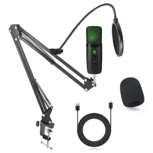 2024 VIMI New Arrival BM-501-B RGB 192kHz/24bit Gaming Microphone with Pop Filter and Boom Arm Stand