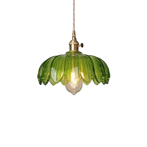 Luminaire suspendu simple de style nordique rétro pour bar et restaurant, style république américaine ancienne de Shanghai, café de campagne, luminaire suspendu en verre vert - Product Image 1
