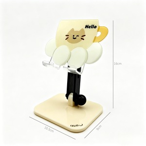EMONITA Cat Coffee Cup Phone Holder Acrylic <b>Tablet</b> <b>Stand</b> 16cm Foldable Desktop Charging <b>Stand</b> Cute Design - Product Image 1