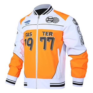 Las Vegas jaket balap bisbol uniseks, jaket balap Drift nilon tambal bordir kustom Bomber luar ruangan untuk pria dan wanita - Product Image 3
