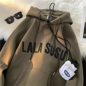 Sweat à capuche décontracté et tendance en polaire, style américain ample, rétro, populaire auprès des jeunes, pour garçons - Product Image 4