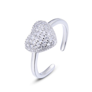 Bague en argent sterling 925 plaquée rhodium, design cœur Dubaï, vente chaude Silverwill, pour femmes, cadeau de mariage et de fête, certificat CMA - Product Image 1