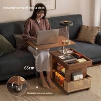 Table basse en bois massif réglable en hauteur, portable, avec rangement, design moderne et écologique pour les salons et les petits espaces