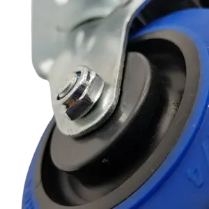 Factory Outlet Portable Tenang Halus Biru 4 Inch TPR Putar Medium Duty Caster Wheel dengan Rem