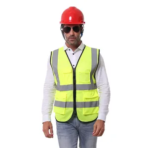 Toptan kireç yeşil yelek mens-Çin % 100% polyester yüksek görünür yansıtıcı güvenlik yeleği erkekler için karayolu trafik uyarı güvenlik yelek iş giysisi üniforma