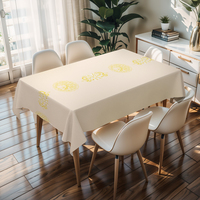Nappe carrée en PVC beige de qualité supérieure RNPT, motif écologique, nappe en PVC pour table à manger, table basse