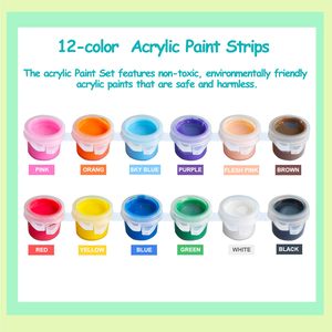 Juego de 20 tiras de pintura acrílica a granel populares en 12 colores con 40 pinceles y 20 paletas para pintura en lienzo - Product Image 3