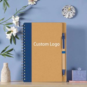 Customizable A5 Size Spiral Notebook Eco-Friendly Kraft Paper Hardcover <b>Journal</b> Pen Personalized Promotional Office Stationery - Product Image 4