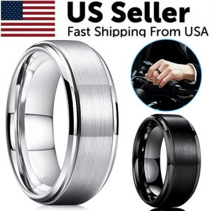 Anello da uomo in carburo di tungsteno, finitura spazzolata argento, misura 5-17 + Mezzo anello alla moda, modello D0100XT46Q6 - Product Image 1