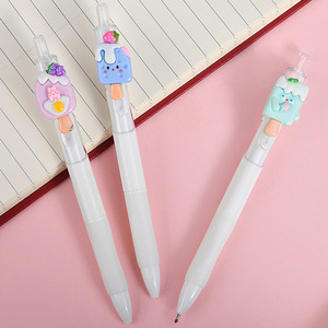 Stylo rechargeable au design de dessin animé attrayant, vente en gros directe, stylo de papeterie pour étudiants, mignon, motif crème glacée d'été, stylo blanc - Product Image 5