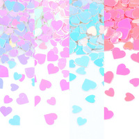 Paillettes pour ongles en forme de cœur rose scintillantes avec logo gratuit, décorations pour ongles en forme de cœur ajourées colorées