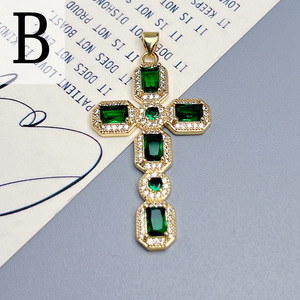 Boho Large 18k Gold Plated Cubic Zircobia Diamond Crystal CZ Cross Pendants Religious <strong>Jewelry</strong> <strong>Supplies</strong> - Product Image 6
