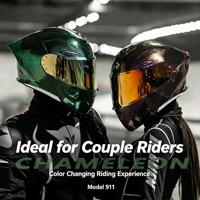 Casque de moto modulaire 2 en 1 Chameleon avec visière double rabattable
