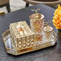 Nouveau nordique 4 pièces écologique verre miroir plateau ensemble lumière luxe salon Table basse accessoires bocal à bonbons boîte à mouchoirs