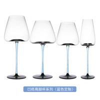 Ensemble de 3 verres à vin rouge bordeaux faits à la main, à fond concave, en cristal haut de gamme, style luxe léger, pour usage domestique