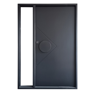 أبواب محورية أمامية خارجية حديثة من الصلب المعدني للفلل، أبواب حديدية أمنية للواجهات الخارجية للمنازل، أبواب دخول رئيسية - Product Image 6