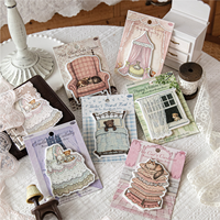 Blocs-notes découpés au laser style cottage vintage, notes adhésives décoratives de forme irrégulière, motifs animaux en dentelle antique, autocollants adhésifs