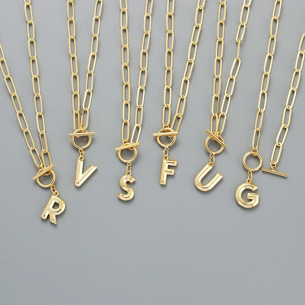 Colliers Hiphop en plaqué or véritable, 26 lettres dorées, collier à pendentif, nouvelle collection