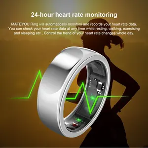 High Quality Multi-functional Smart Ring Wearable Device Silver Titanium Wireless Charging Monitoring Physical Conditions Datas