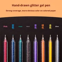 Stylo gel pailleté en plastique Leyi, corps triangulaire, poudre de paillettes bicolore, pour carnet, populaire sur TikTok et Internet, modèle neutre 801