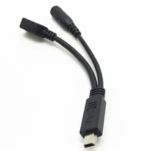 Type de moulage 2in1 Mini USB 10pin mâle à Mini USB 5pin femelle avec 3.5mm 3poles Stereo Jack Female Audio Splitter Y Cable