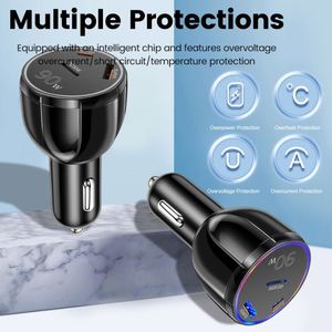 90W 2USB+PD QC3.0 5V/3A Super Fast Car Charger Three-in-one for Mobile Phones Laptop & Camera - Product Image 5