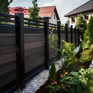 Valla de Metal moderna y barata <span class=keywords><strong>para</strong></span> exteriores, patio trasero, jardín, hierro forjado, acero galvanizado, decorativo, Valla sin excavación, VALLA DE ALUMINIO - Product Image 1