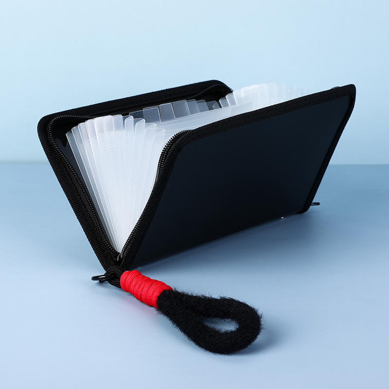 ขอบสีดำ [หน้าด้านในโปร่งใส] กระเป๋าผ้ากำมะหยี่แบบพกพา