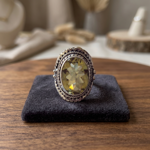 Bague en argent sterling 925 de qualité supérieure, en quartz citron naturel certifié IGI, faite à la main, classique, pour mariage ou fête, bijou en pierres précieuses - Product Image 3