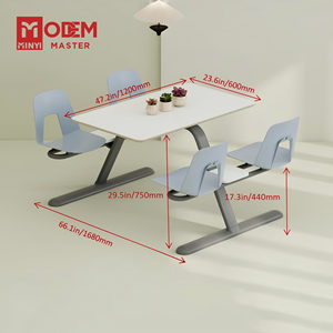 Minyi panca hiện đại <span class=keywords><strong>4</strong></span> chỗ ngồi căng tin bảng & ghế MDF PP thép không thấm nước cho trường học phòng ăn bệnh viện nhà hàng đồ nội thất - Product Image 4