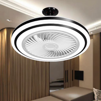 Ventilateur de plafond lumineux moderne pour chambre à coucher et salon, design noir et blanc, télécommande, 80W LED