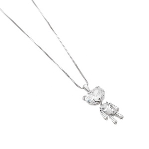Cz piedra ajustable caja de cadena de plata de ley 925 jwelleries oso de peluche lindo colgante de collar para las mujeres - Product Image 3