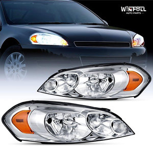 Ensemble de phares 12V 55W Neuf 2006-2016 Chevy Impala & Monte Carlo Boîtier chromé Réflecteur ambre Lentille transparente - Product Image 4